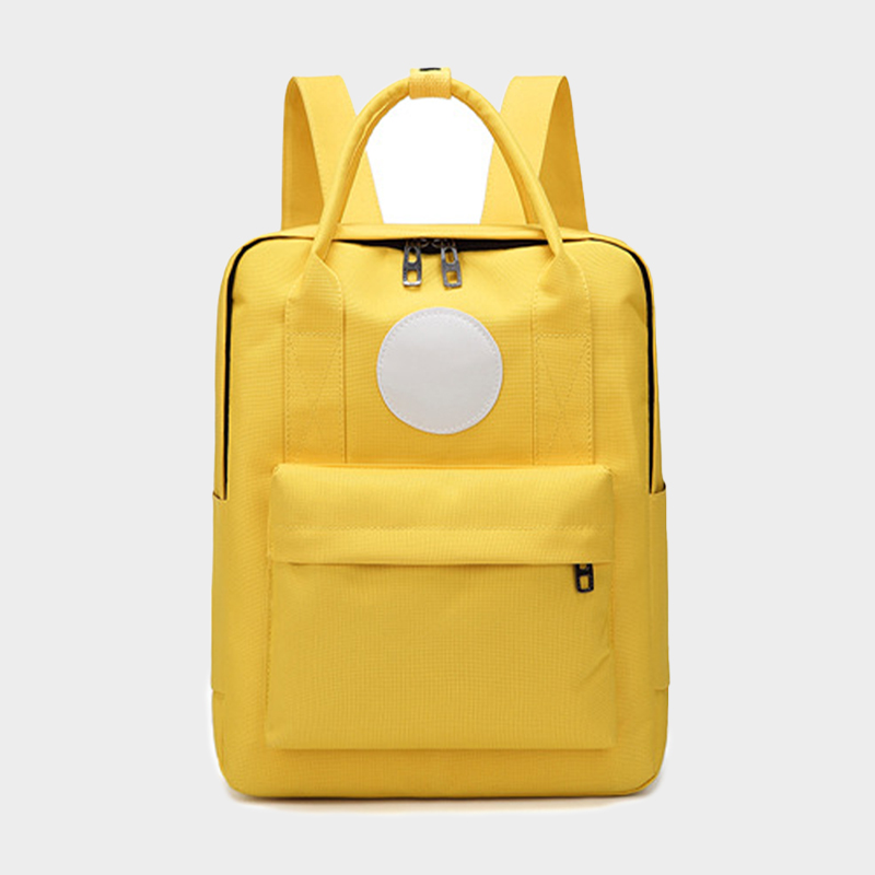 custom college backpack yellow canvas school bag