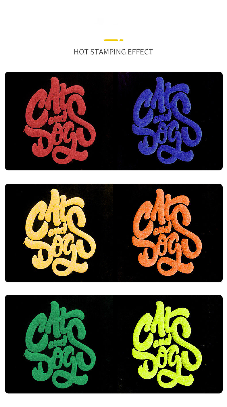 Raised 3D puff logo examples made with 3D foaming heat transfer vinyl