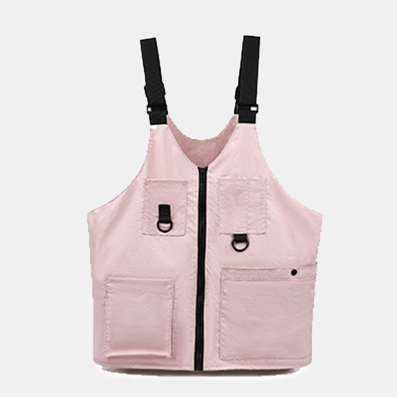 custom outdoor vest bag pink nylon utility vest crossbody bag