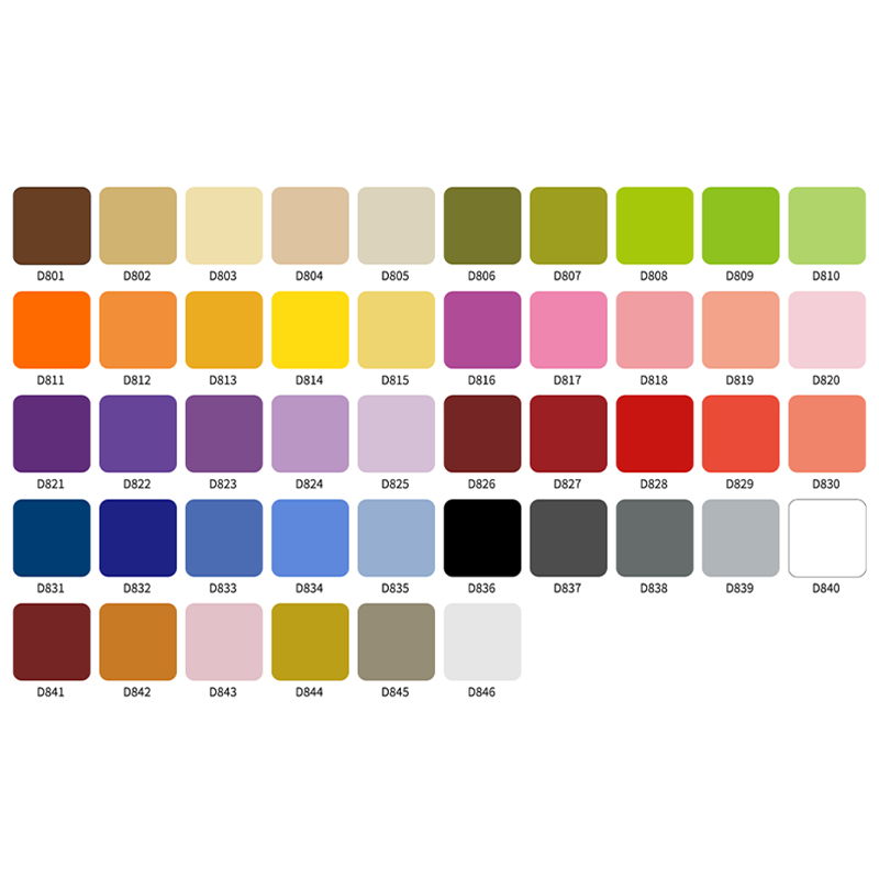 Color chart of PU slight-elastic cutting film, solid PU HTV swatches