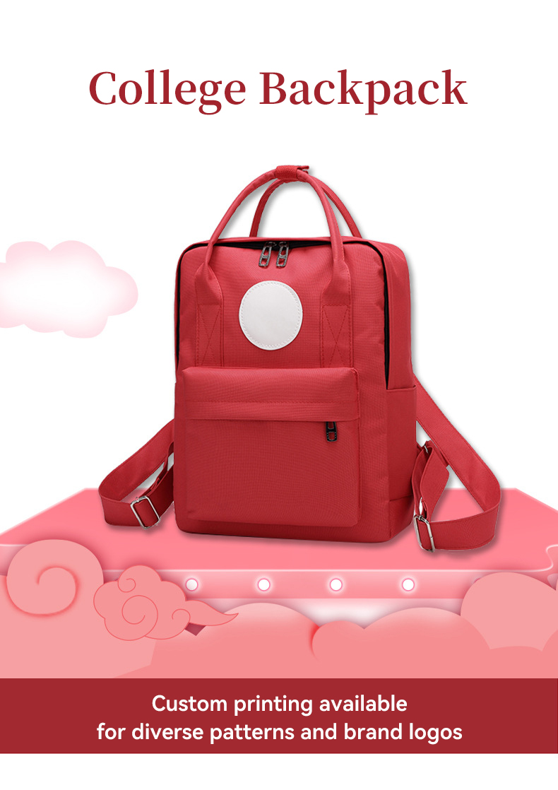 custom college backpack red canvas school bag