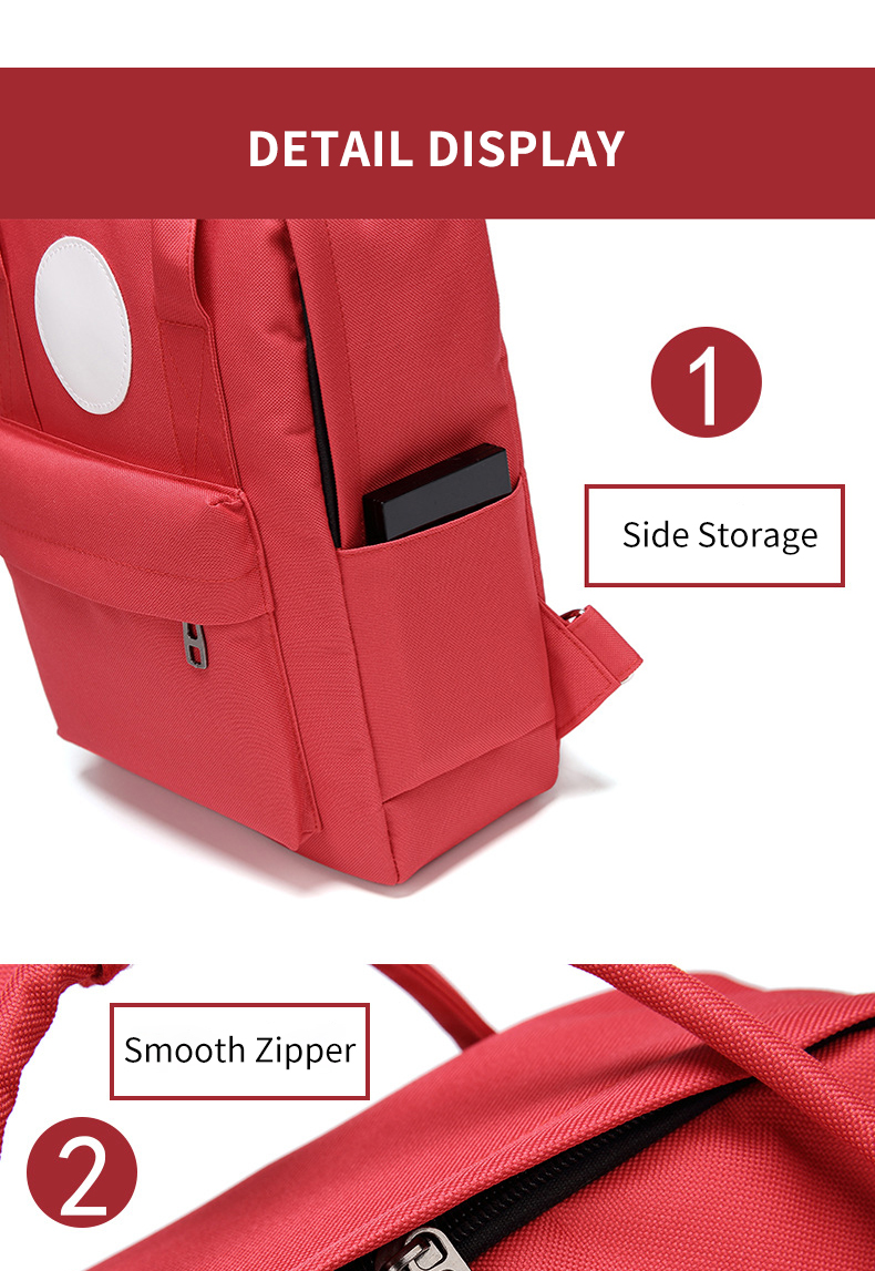 side storage pocket of college backpack