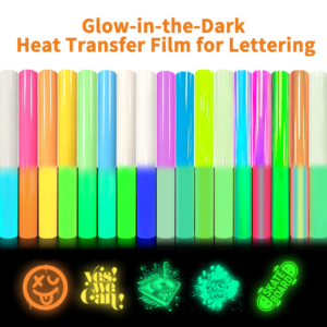 Glow in the dark heat transfer vinyl rolls, luminous HTV sample display