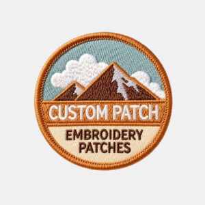 custom embroidered patch mountain logo merrow border iron on patch