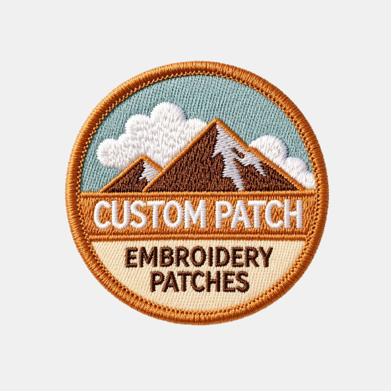 custom embroidered patch mountain logo merrow border iron on patch