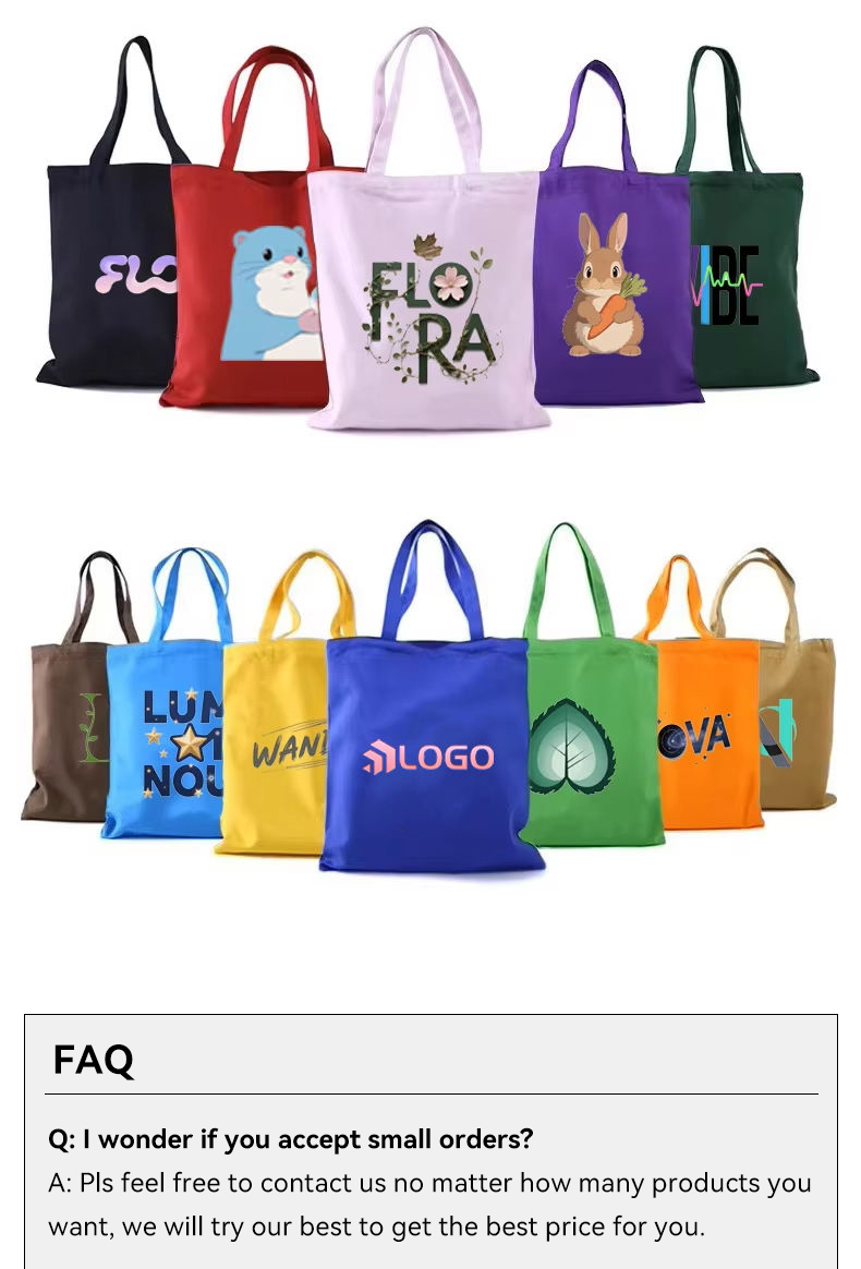 custom logo printed canvas tote bag samples