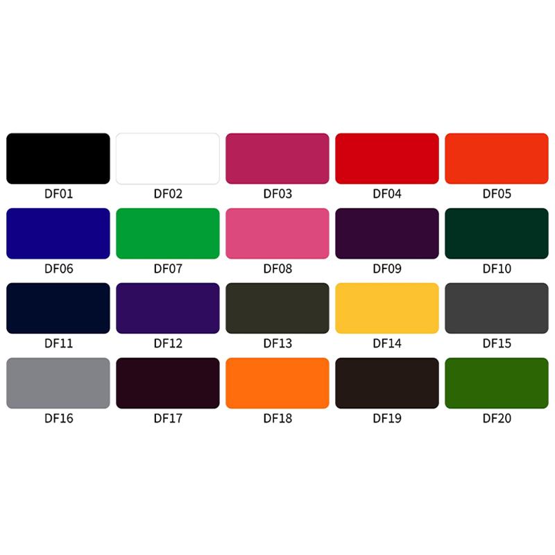 Color swatch chart of flocked HTV velvet heat transfer vinyl