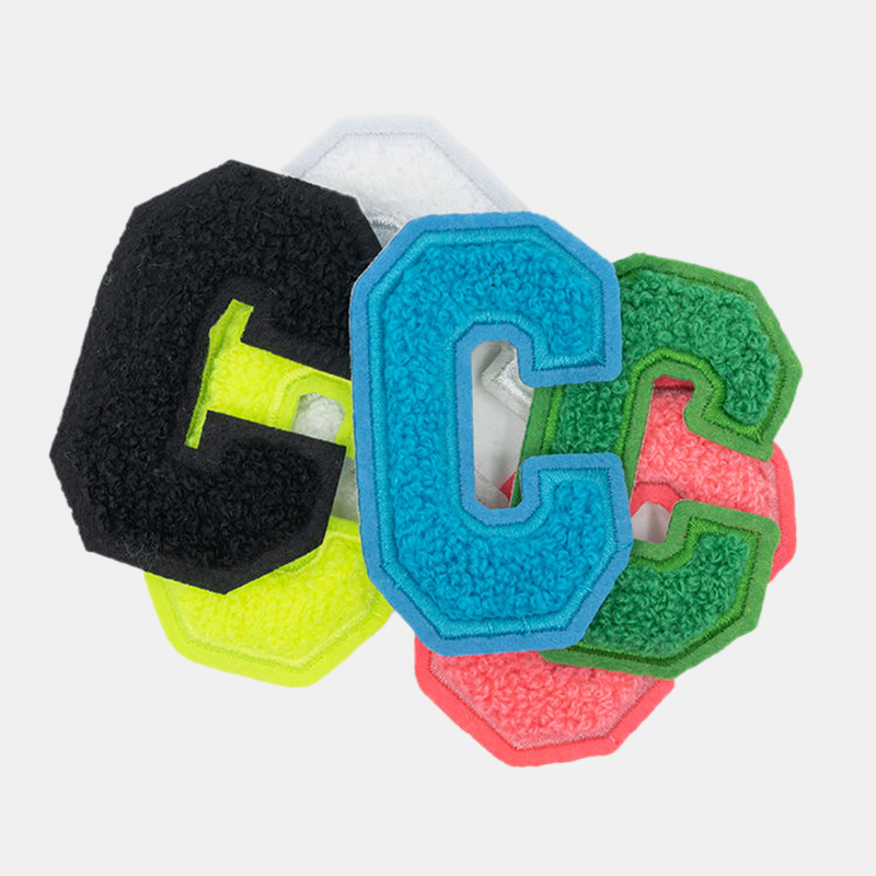 1. `multi color custom chenille patches various shapes varsity badges`