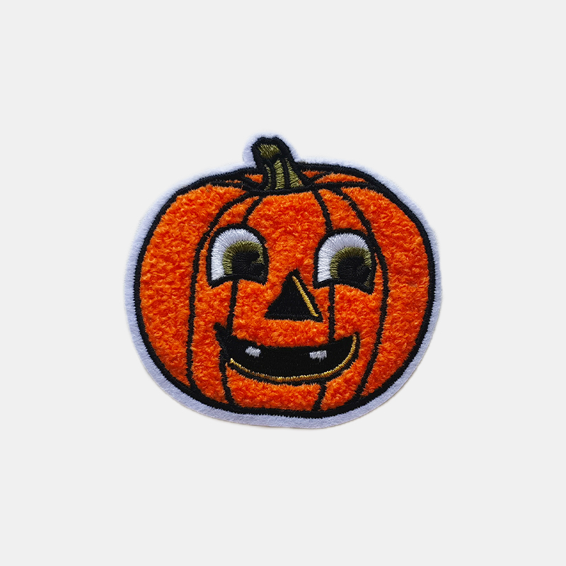 pumpkin custom chenille embroidery patch holiday iron on patch