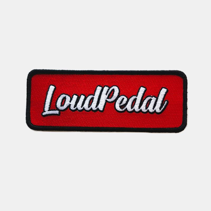rectangle custom logo embroidered patch red merrow border badge