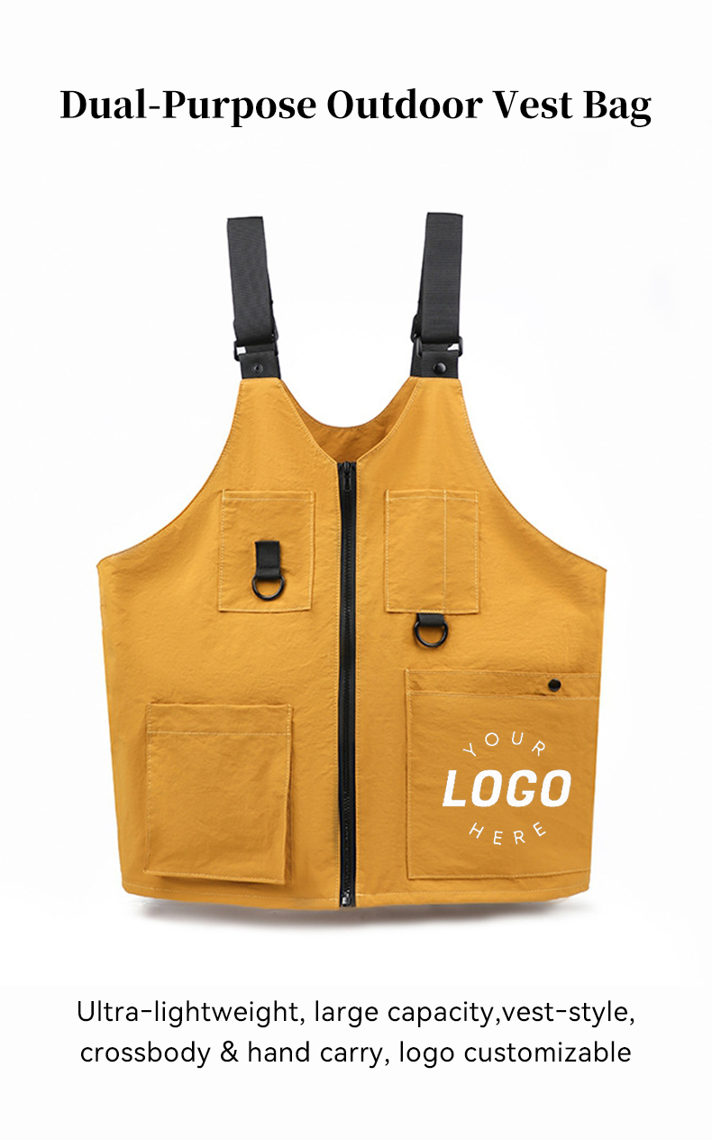 custom outdoor vest bag yellow nylon utility vest crossbody bag
