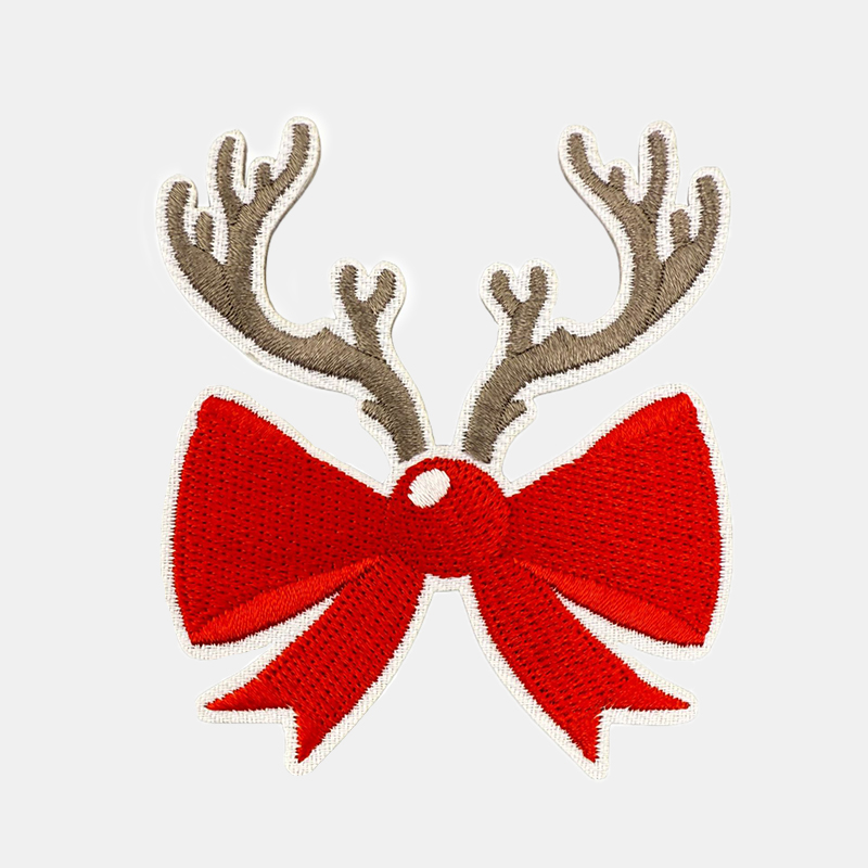 christmas bow embroidered patches