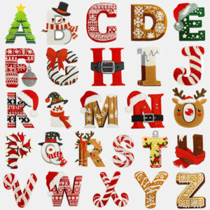 christmas alphabet embroidered patches
