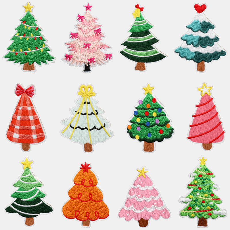christmas tree embroidered patches