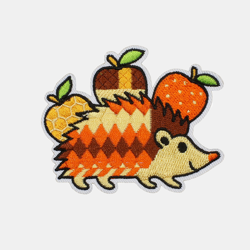 Thanksgiving hedgehog harvest fruit embroidery patch, holiday iron-on applique