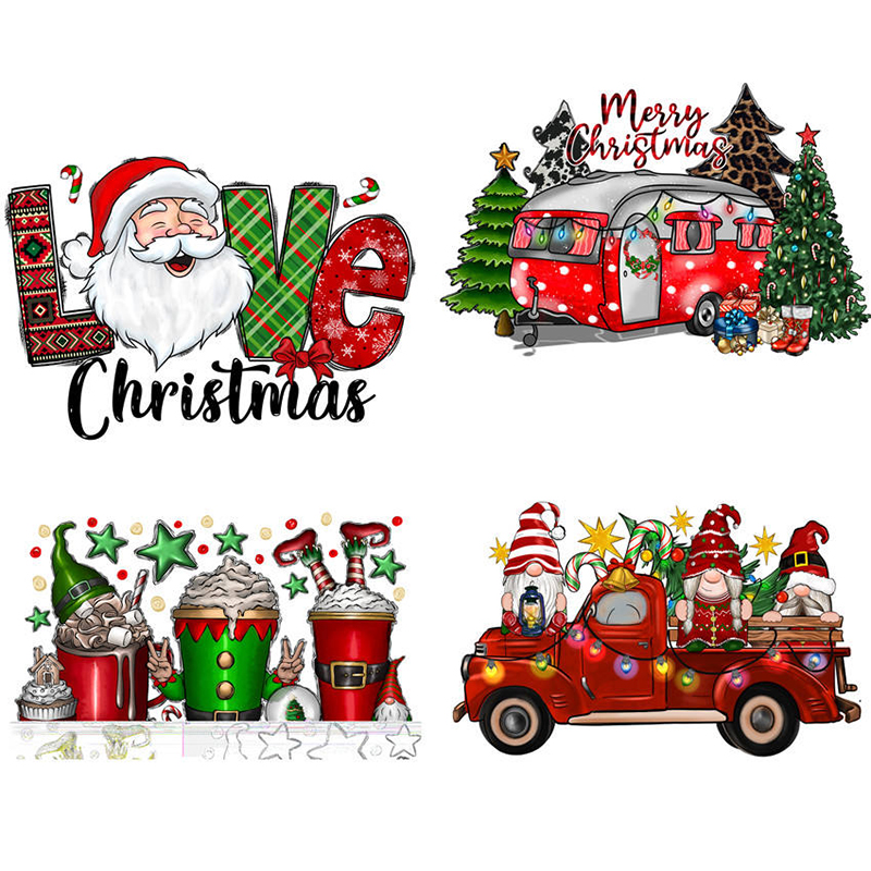 Assorted Christmas Santa gnome truck heat press transfer designs wholesale