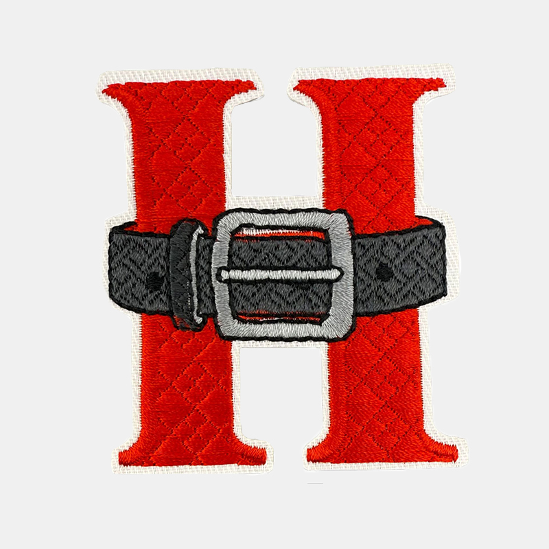 Letter H santa belt design christmas embroidered letter patch