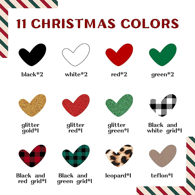 16 Christmas color swatches of single sale HTV heat transfer vinyl, solid and pattern choices