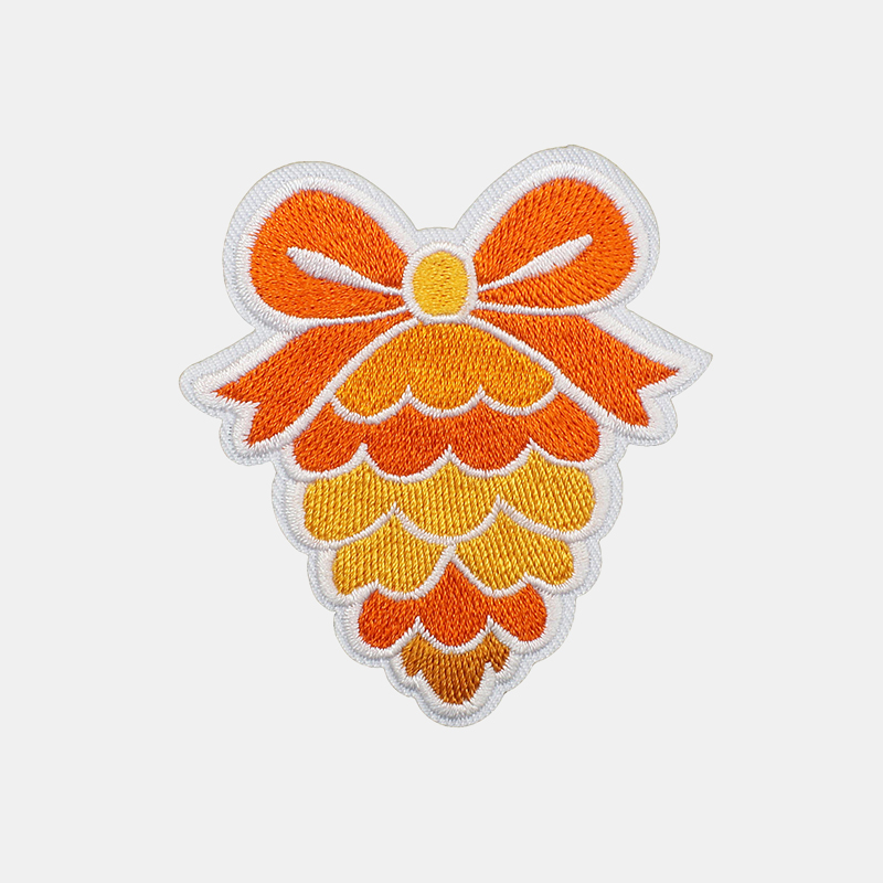 Thanksgiving pine cone autumn embroidery iron on patch, holiday craft applique