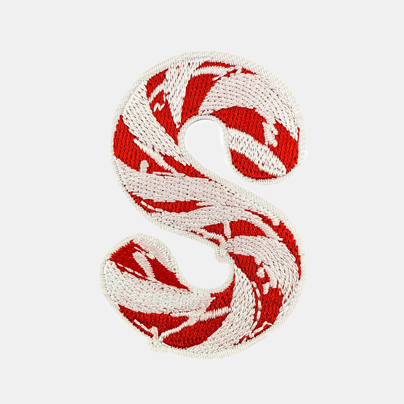 Letter S candy cane striped christmas monogram patch wholesale