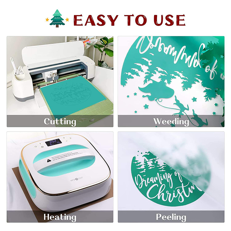 How to use Christmas HTV vinyl with cutting machine and heat press for DIY apparel
